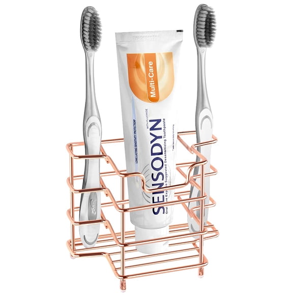 Linkidea Soporte de pared para cepillo de dientes para ducha, soporte de acero inoxidable para cepillo de dientes, montaje en pared/encimera, organizador de 3 ranuras compatible con Colgate Extra Clea