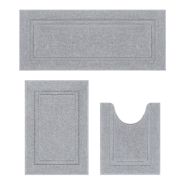 Set de 3 alfombrillas de baño SHACOS de microfibra suave antideslizante gris