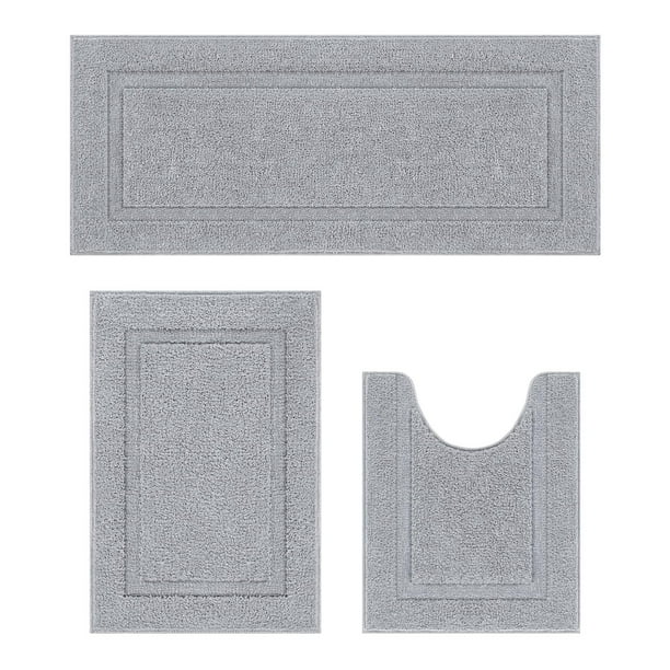 Set de 3 alfombrillas de baño SHACOS de microfibra suave antideslizante gris
