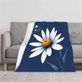 thumbnail image 2 of Durable Soft & Warm Flannel Blanket - Cozy Floral Design with Vibrant White Flowers on Deep Blue Background Perfect for Sofa & Travel, 2 of 7