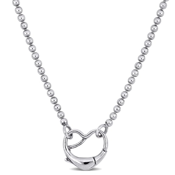 Everly Women's Sterling Silver Heart Clasp Bead Necklace