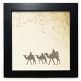 thumbnail image 1 of Camel Chinese Painting Silk Road map Black Square Frame Picture Wall Tabletop, 1 of 3