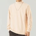 thumbnail image 2 of Miluxas Knit Pullover for Men Pure Solid Color Blouses Long Sleeve Simple T-Shirts Vintage Retro Tops Fall Winter Warm Top Khaki, 2 of 6