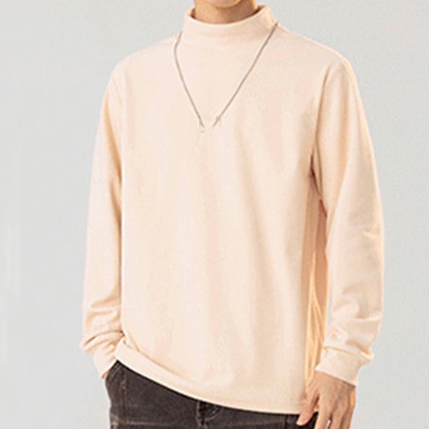 pstuiky camisas de manga larga para hombre, Blusas y camisas de cuello redondo de manga larga cálidas de color sólido casuales de moda para hombre tops de invierno para hombre m