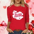 thumbnail image 2 of 3/4 Sleeve Love Heart Tunic Tops Crewneck Loose Casual Cute Spring Valentines Outfits 2026, 2 of 5