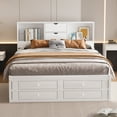 thumbnail image 4 of Harper & Bright Designs King Size Bed Frame with Storage Headboard and 8 Drawers, Solid Wood Platform Bed with Storage Shelves, White, 4 of 14