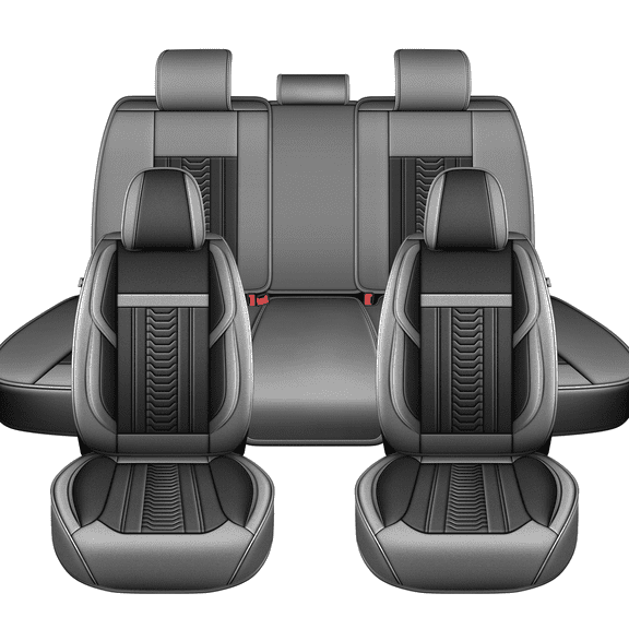 DIKSOAKR Seat Covers Full Set for Nissan Rogue 2008-2026 Faux Leather Waterproof Comfort Car Seat Covers Lumbar Support Compatible Airbag Grey,Full Set(2 Row 5 Seats)