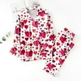 thumbnail image 2 of Satin Silk Pajama Set for Women Two Piece Valentines Day Outfit Long Sleeve Button Down Sleep & Lounge Heart Print Pjs for Women, 2 of 3