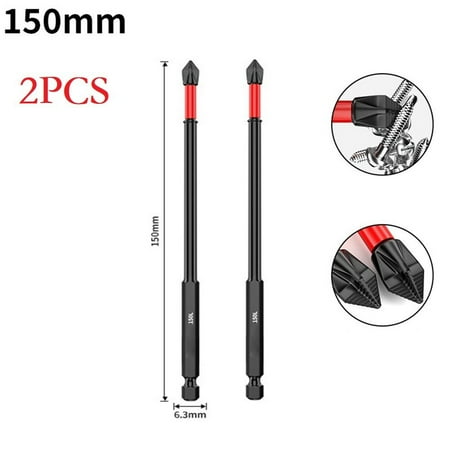 

2pc 25-150mm Magnetic Non-Slip Batch Head PH2 Cross Screwdriver Hex Shank Red