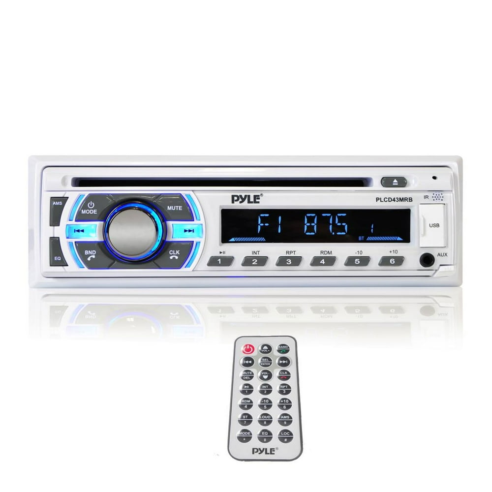 Pyle Single DIN Marine Bluetooth Stereo Receiver & CD Player w/ Remote