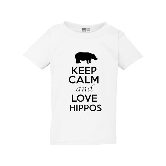Keep Calm And Love Hippos Animal Lover Toddler Kids T-Shirt Tee
