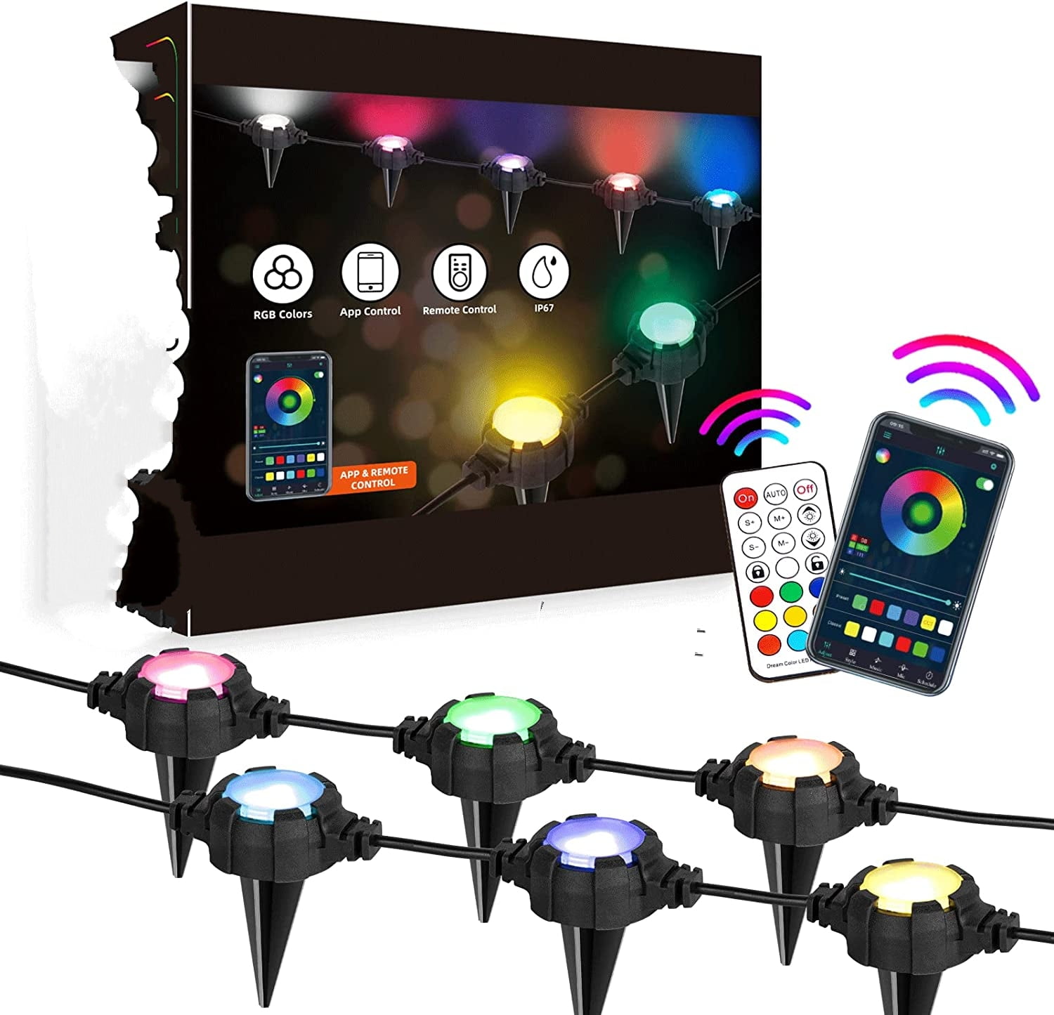 Outdoor LED Ground Lights,RGBW Pathway Lights,16Pack IP67 Waterproof