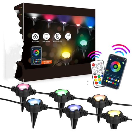 Outdoor LED Ground Lights,RGBW Pathway Lights,16Pack IP67 Waterproof Garden Lawn Lights ,Remote and APP Control Walkway Lights Decor for Patio,Yard,Lawn