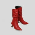 thumbnail image 4 of Slouchy Boots for Women Pointed Toe Kitten Heels Wide Calf Pull on Fashion Fall Winter Dress Mid Calf Booties, 4 of 6