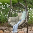GDF Studio Leasa Indoor/Outdoor Wicker Hanging Basket Chair (Stand Not Included), Multibrown and