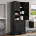 thumbnail image 2 of Bathroom Storage Cabinet Tall Storage Cabinet with Adjustable Shelves, Large Flip-Out Basket & Enclosed Cabinets – Perfect for Bathroom, Living Room, or Office, MDF Material with Aluminum Alloy Handl, 2 of 27