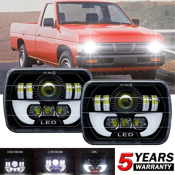 CHUSYYRAY Pair 5X7" 7x6" Inch LED Headlights Hi-Lo Beam DRL for Nissan Hardbody D21 Pickup 1986-94
