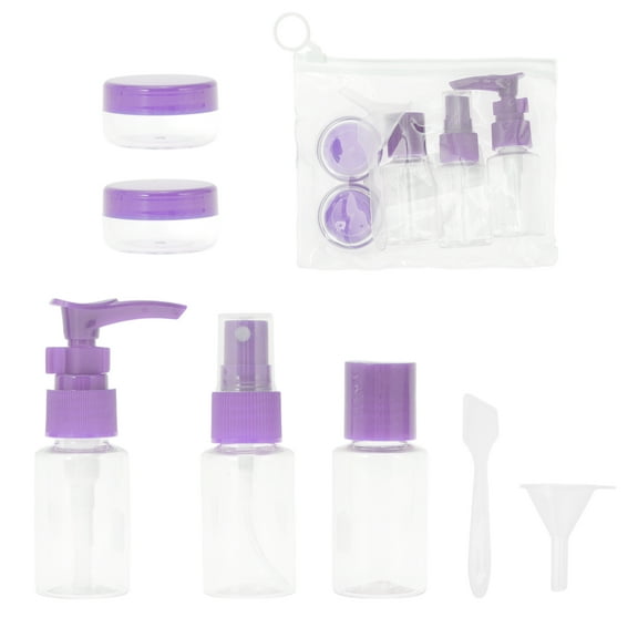 Unique Bargains 7 Pcs Travel Size Toiletries Bottles Containers Leakproof Squeezable Refillable Travel Bottles Set Violet