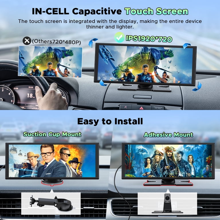 Lamtto, Wireless CarPlay Screen, 10.25 Inch, with Dashcam and GPS