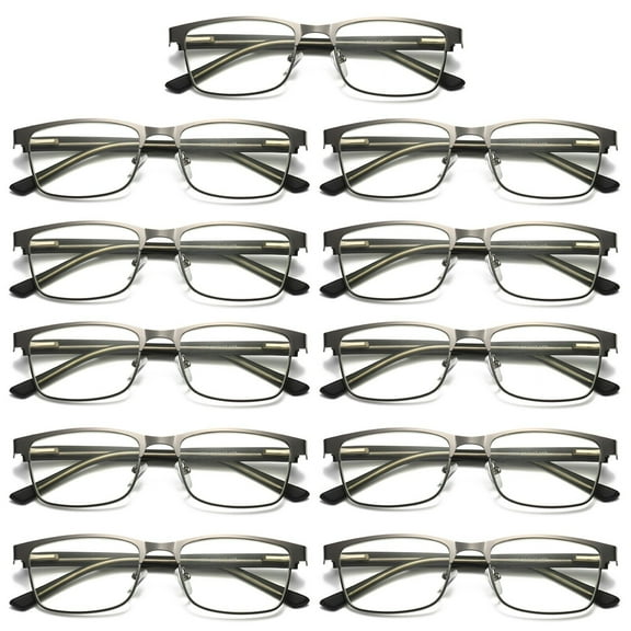 11 Pairs Mens Metal Frame Spring Hinge Blue Light Blocking Reading Glasses Readers  1.00