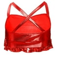 thumbnail image 2 of YiZYiF Kids Girls Sequin Shiny Dance Tops Cross Back Metallic Camisole Jazz Hip Hop Dance Crop Top Red 16, 2 of 5