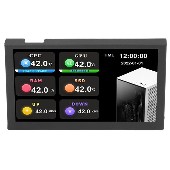 5 Inch IPS USB Mini Screen, PC CPU GPU RAM Data Monitor for AIDA64, 800x480 Resolution, Computer Temperature Display Type C Sub Screen for Computer Case