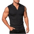 thumbnail image 3 of Men's Sleeveless Tank Top Polyester Spandex Blend, Pullover Muscle Vest Turndown Collar, Quick Dry Breathable Casual Workout Streetwear Active Summer | Zenithor,Black L, 3 of 9