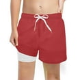 thumbnail image 2 of Boys Shorts Boys Pants Boys Fashion Solid Swim Trunks With Compression Liner Stretch Swim Shorts, 2 of 4