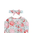 thumbnail image 4 of Seyurigaoka Ruffled Flower Print Long Sleeve Round Neck Jumpsuit + Headband, 4 of 6