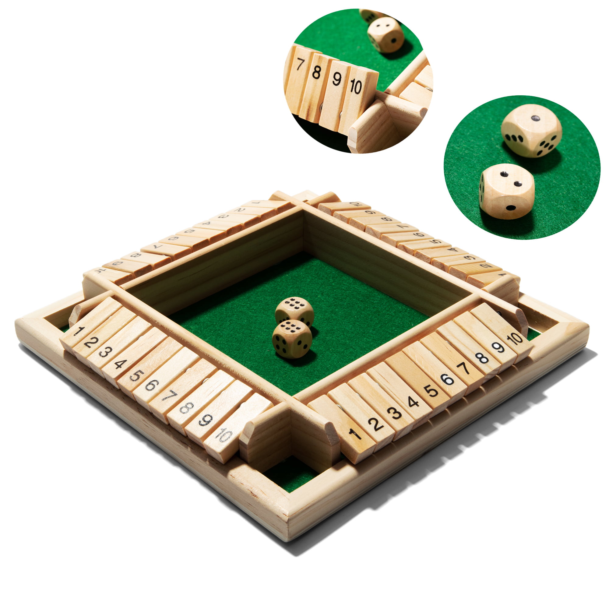Wooden Board Game Shut the Box Number Drinking Dice Favor Funny Play NEU 