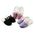 thumbnail image 4 of Women's Soft and Cozy Ribbon Bow Plush Slippers With No-Slip Rubber Sole For Indoor, Outdoor, Spa Use (Black), 4 of 7