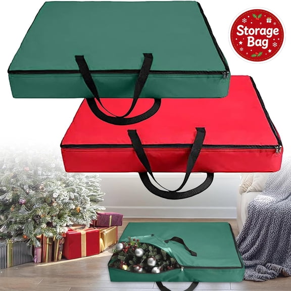 30 Inch Wreath Storage Bag, Dustproof Large Capacity Oxford Pouch, Reinforced Handles Smooth Zipper, Holds Christmas Wreaths Garlands Baubles, Guards Decor from Damp Squeezing for Seasonal Storage