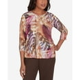 thumbnail image 4 of Alfred Dunner Womens  Feather Print Lace Detailed Crew Neck Top, 4 of 6