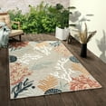 thumbnail image 4 of LR Home Elise 5' x 7' Coral/Beige Floral Hi-Low Indoor/Outdooor Area Rug, 4 of 10