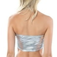 thumbnail image 4 of SWSMCLT Women's Metallic Crop Tops Bandeau Tube Top Soft Shiny Strapless Rave Halloween Sexy Smooth Fitted Silver Small, 4 of 4