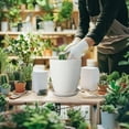 thumbnail image 5 of Ordivic 8 Inch White Ribbed Ceramic Plant Pot with Saucer, Round Planter with Drainage Hole, Modern Glossy Indoor Outdoor Flower Pot for Houseplants, Succulents, Ferns, Monstera Decor, 5 of 6