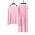 thumbnail image 3 of BLVB Women's 2 Piece Outfits Fall Winter Pajamas Soft Long Sleeve Button down Shirts and Pants Sets Sleepwear Pjs, 3 of 3