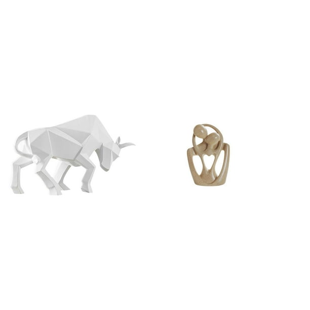 Escultura Moderna De Resina De Un Toro Y Una Pareja. Figura Decorativa Abstracta Para La Entrada, Mesa, Escritorio, Estantería, Oficina, Librería, Cafetería. Ideal Como Regalo De Cumpleaños.