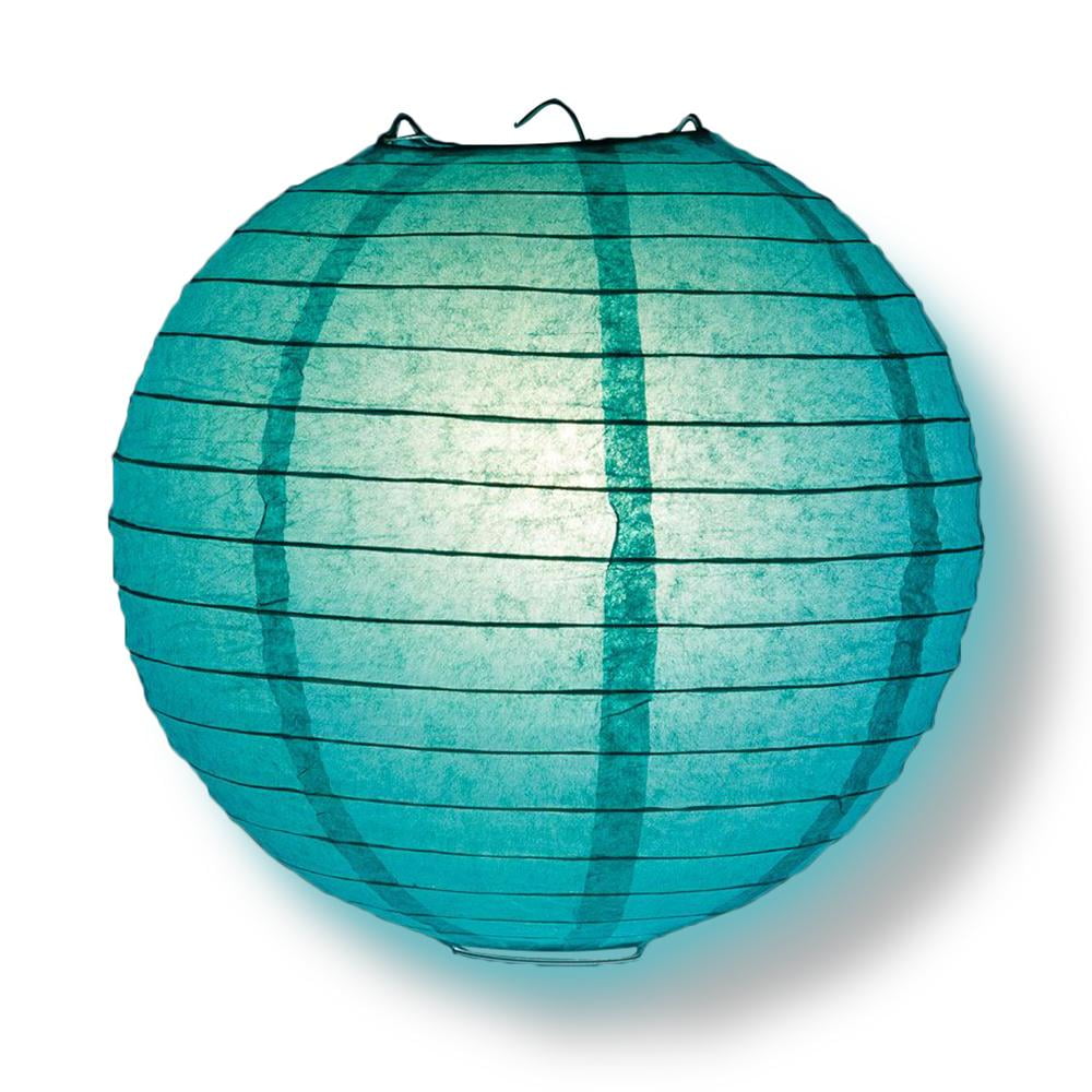 Quasimoon PaperLanternStore Decorative Paper Lantern - (Single, 12-Inch, Teal Green, Even Ribbing) Round Paper Lantern - Ideal Wedding and Party Decor or Home Accent, Lighting Optional
