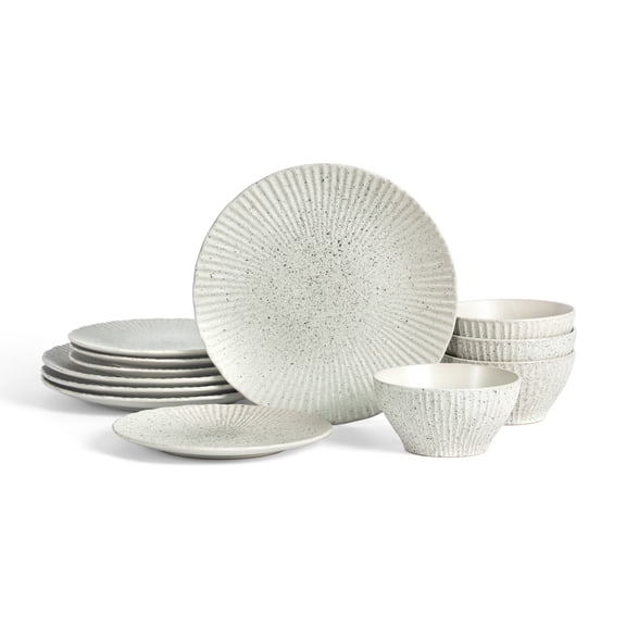 Stone Lain Arlo 12-Piece Dinnerware Set Stoneware, Service for 4, White