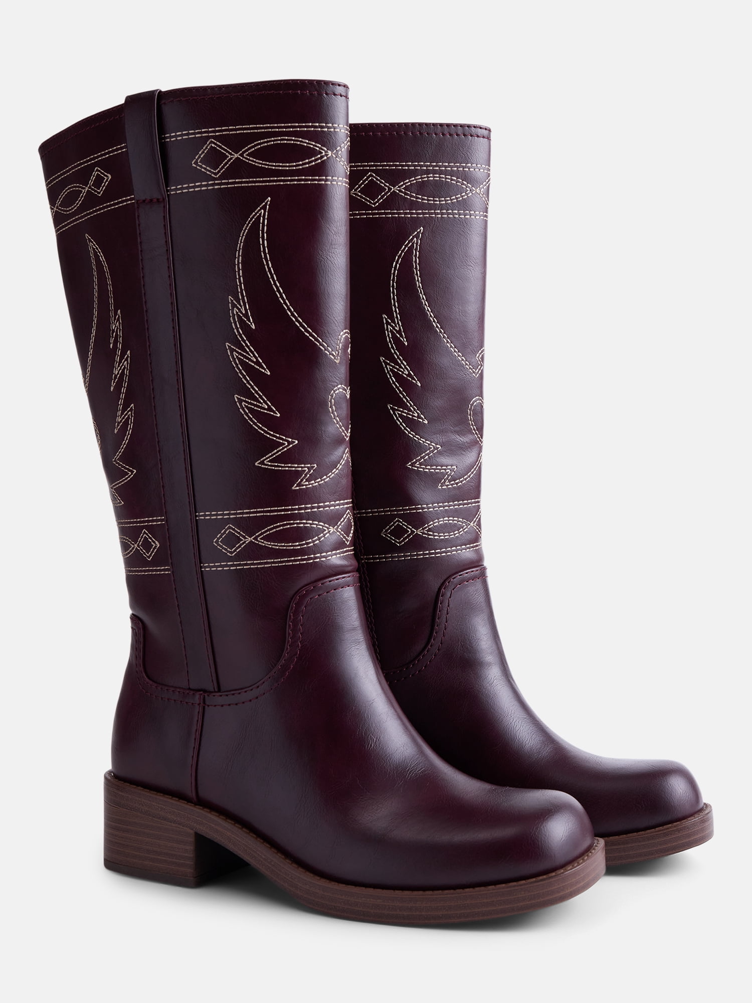 No Boundaries Women's Bird Embroidered Block Heel Boots