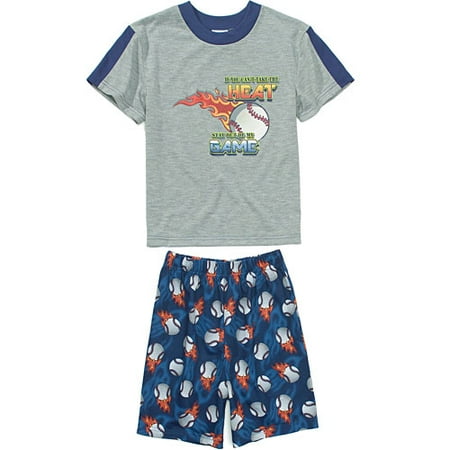 Boy's Two-Piece Flaming Baseball Sleepwear Set