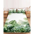 thumbnail image 2 of Twin Sze Fitted Sheet Set - Summer Tropical 2 Piece Bedding Sets 16" Deep Pocket Fitted Sheet with 1 Pillowcase, Pastoral Palm Trees Botanical Leaves Brushed Microfiber Hotel Luxury Bed Sheets, 2 of 9