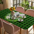 thumbnail image 3 of Botanical Flower Wreath Table Cloths for 4 Foot Rectangle Tables, Rustic Bow-Knot Green Black Plaid Patio Waterproof Elastic Fitted Tablecloths, Washable Rectangular Table Cover for Camping, 3 of 8