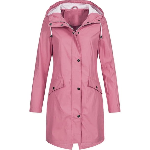 Chaqueta de lluvia sólida para mujer al aire libre de talla grande impermeable con capucha impermeable a prueba de viento-yky
