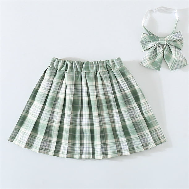 Odeerbi Niñas Falda Plisada Con Corbata Rayada Falda Uniforme Escolar