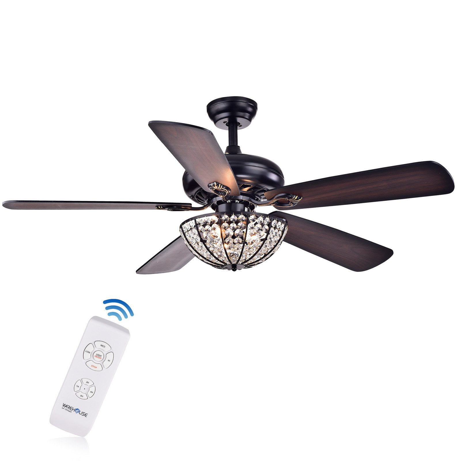 optional Remote Silver Orchid Lang 52-inch 5-blade Chrome Lighted Ceiling Fan 