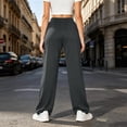 thumbnail image 6 of Vivianyo HD Women's Pluse Size Smooth Knit Straight Trousers, Womens Fall Elastic Pull On Waist Full Length Casual Bottoms with Side Pockets, Women's Dark Gray, Sizes S-5XL, 6 of 8