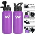 Insulated Water Bottle With Straw Lid & Spout Lid, 32 oz Vacuum