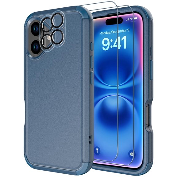 Funda de teléfono Diverbox para iPhone 16, a prueba de golpes, a prueba de caídas, azul